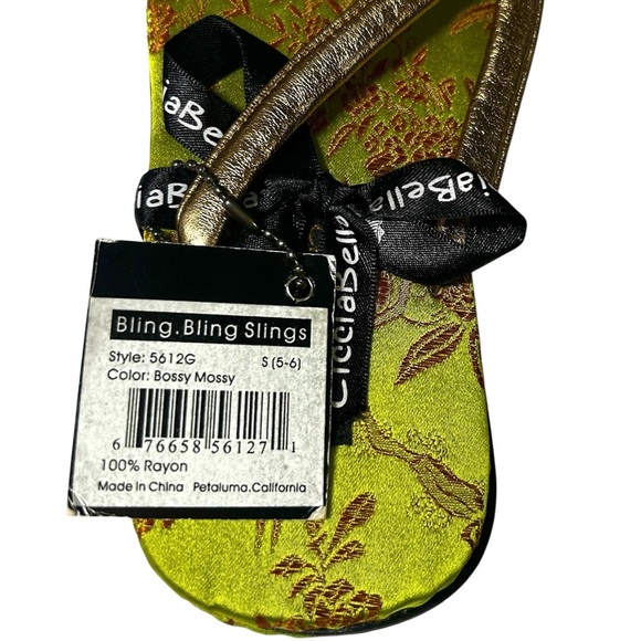 Cicciabella Green and Gold Flip Flops. Size S (5-6) - Picture 5 of 5